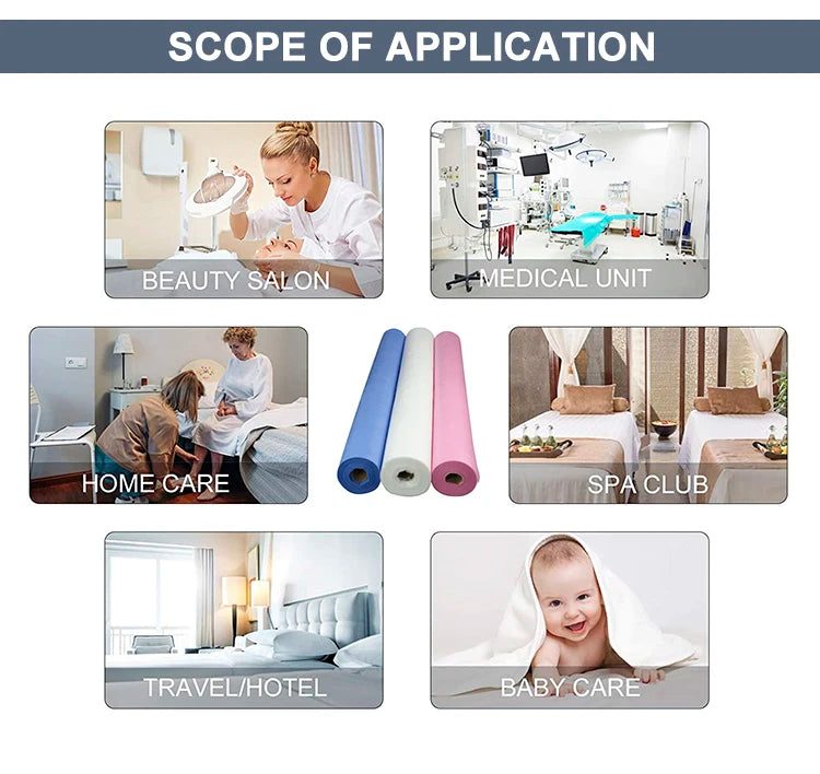 Non-woven disposable bed sheet roll with perforated sheets for salon and spa treatment beds