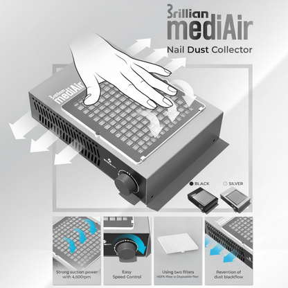 Medi-Air Professional Nail Dust Collector with HEPA Filtration