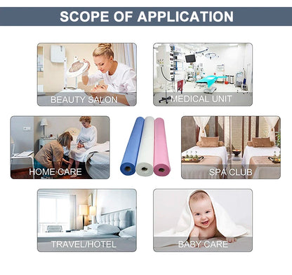 Non-woven disposable bed sheet roll with perforated sheets for salon and spa treatment beds