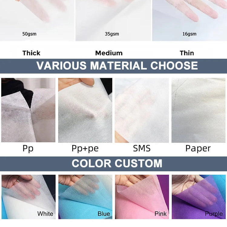 Disposable non-woven bed sheet roll for spa, lash, waxing and massage tables – 50 sheets, 180 x 80 cm