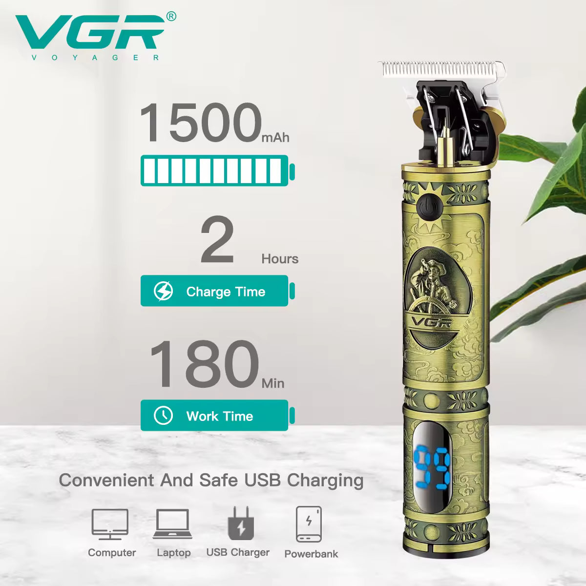 Hair & Beard Trimmer Cordless Gold ‎V-228