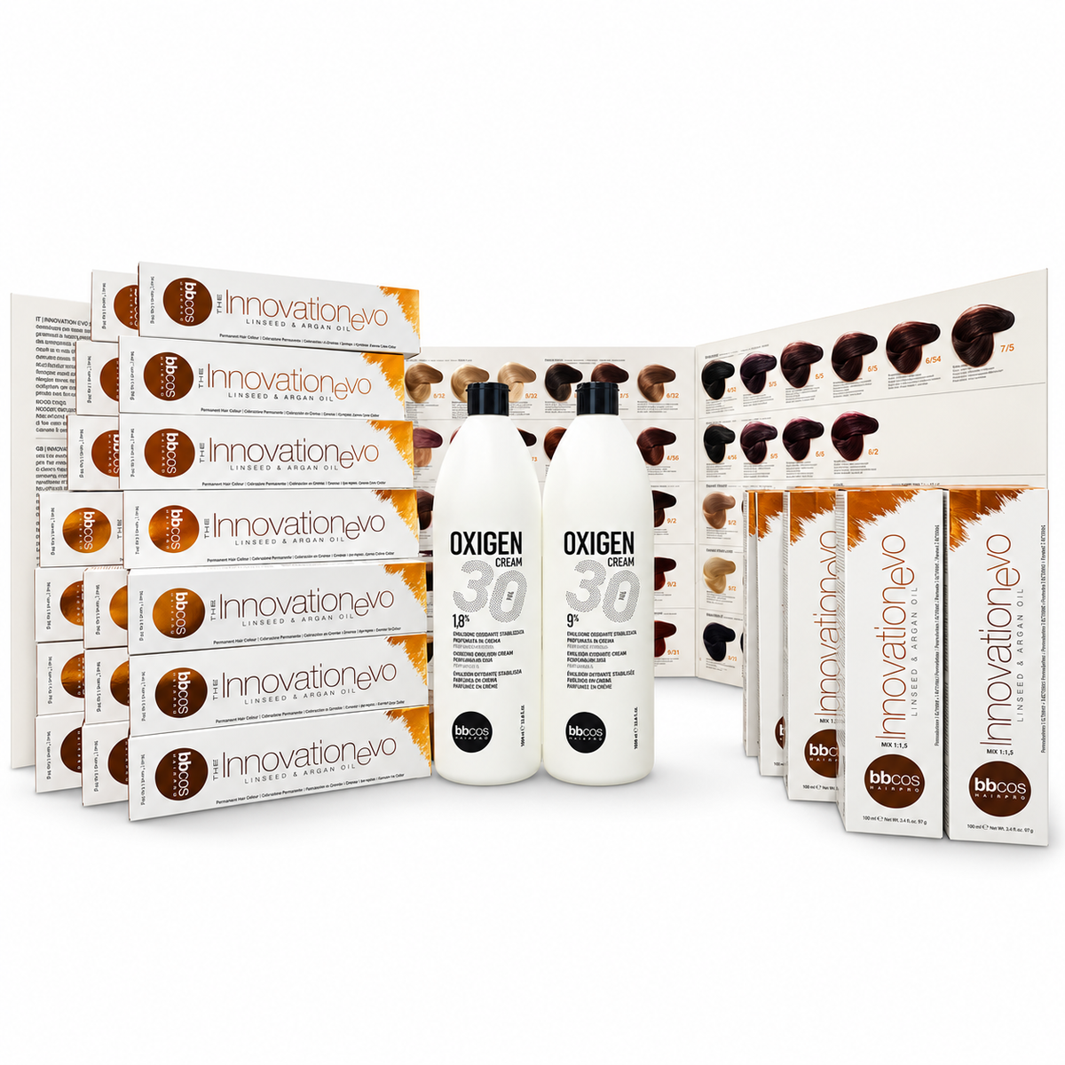 InnovationEvo Hair Color Set of 40 Colors + 8 Colors, 1 Color Cart  & 2 Peroxide Free