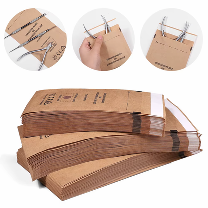 Kraft Dry Heat Sterilization Pouches – 100 Pcs