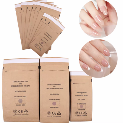 Kraft Dry Heat Sterilization Pouches – 100 Pcs