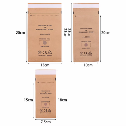 Kraft Dry Heat Sterilization Pouches – 100 Pcs