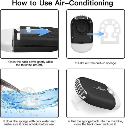Mini lash fan with removable cooling sponge for a cooler airflow