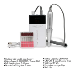 Electric Nail Drill Cordless 30K RPM by Legacy Nails